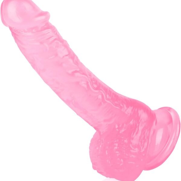 7 Inch Soft Pink Dildo, Realistic Silicone Medium Anal Dildos Stimulation Vaginal G Spot and Anal, Safe Material Lifelike Men Penis with Strong Suction Cup, Adult Sex Toys for Women/Beginner Sexual
