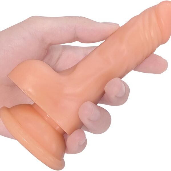 5 2 Inch Realistic Anal Dildo with Powerful Suction Cup, Small Anal Plug Dildos for Beginner, G Spot Stimulation & Anal Training, Butt Plug Toys for Women & Men, Anal Trainer Sex Games (Flesh)