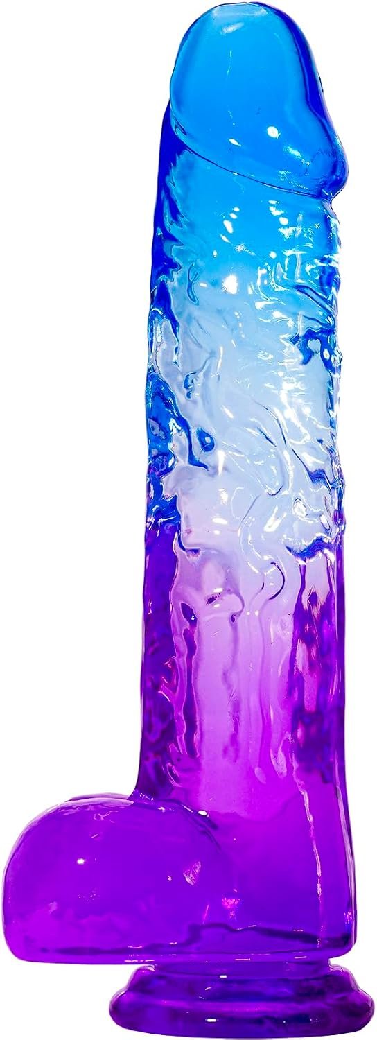 8 Inch Blue Purple Dildo, Soft Dildos Sex Toy with Strong Suction Cup, Adult Toys for Vaginal G Spot and Anal Play, Waterproof Flexible Lifelike Penis for Women Men Beginners Couples