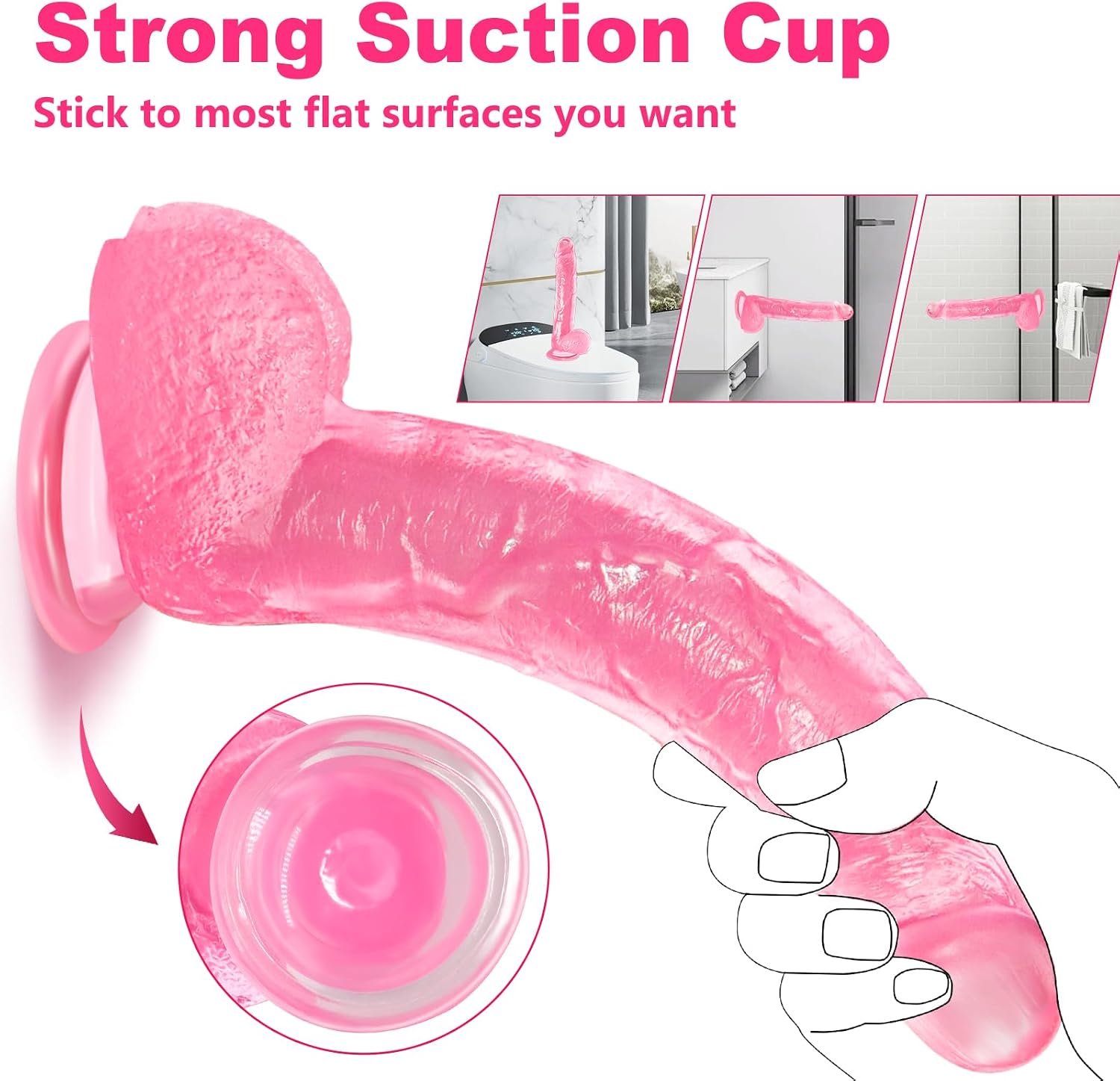 9 25 Inch Realistic Dildo Adult Sex Toys for Women Men, Lifelike G Spot Clitoral Black Huge Dildo with Strong Suction Cup for Hands Free Play, Flexible Anal Toys for Lesbian Strap on G Spot Dildos Image 2