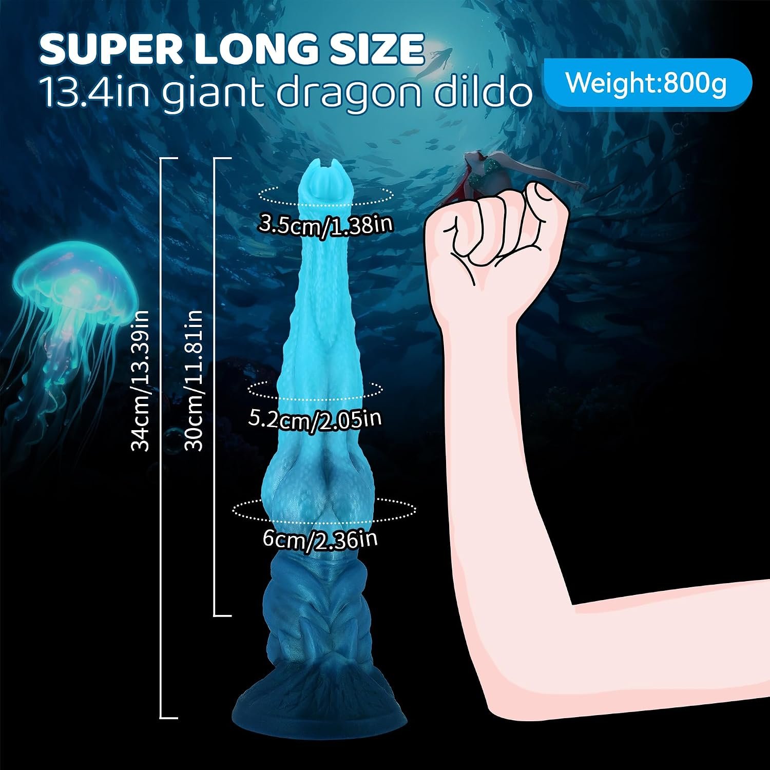 Horse Dildo 13 4'' Super Long Monster Dildo Sex Toy with Knot and Suction Cup, Giant Fantasy Silicone Dragon Dildos Anal Plug Sex Toys for Women and Men Image 2